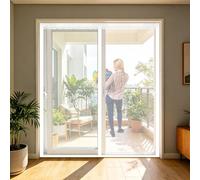 Mosquitera Magnética para Puerta 125 x 145 cm Mantiene El Aire Fresco Dentro y Los Bichos Fuera, Cinta Mágica, Imanes Cierre Automático, Mosquitera Porte Magnética para Patio/Balcón, Blanco