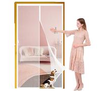 Mosquitera Magnética para Puerta 125 x 153 cm con Imanes, Cierra Automáticamente Mosquiteras Magnéticas Fácil de Instalar, Antimosquitos, Malla Fina para Garaje O Patio, Blanco