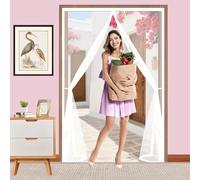 Mosquitera Magnética para Puerta 130 x 170 cm Se Cierra Automáticamente, Fácil Instalación Mosquitera Ventana Magnetica para Puerta Exterior de Balcón Patio, Blanco