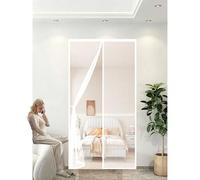 Mosquitera Magnética para Puerta 130 x 175 cm Se Cierra Automáticamente, Fácil Instalación Mosquitera de Fibra de Vidrio para Puerta Exterior de Balcón Patio, Blanco