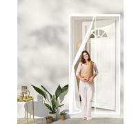 Mosquitera Magnética para Puerta 135 x 215 cm sin Taladrar, Fácil de Instalar, Cierre Automático Cortina Mosquitera Puerta Exterior para Exterior de Balcón Patio, Blanco