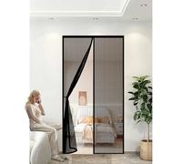 Mosquitera Magnética para Puerta 140 x 165 cm Se Cierra Automáticamente, Fácil Instalación Mosquitera de Fibra de Vidrio para Puerta Exterior de Balcón Patio, Negro