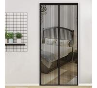 Mosquitera Magnética para Puerta 140x220cm Cierre Automático Adsorción magnética Pantalla MagnéTica Adsorción Magnética Plegable para Puertas De Madera, Puertas De Hierro, Negro