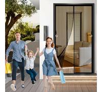 Mosquitera Magnética para Puerta 144 x 261 cm Malla Resistente, Autosellante Cortinas Antimosquitos Fácil Instalación con Cinta Mágica para Cocina Exteriores Balcone Patio, Negro