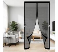 Mosquitera Magnética para Puerta 145 x 150 cm Cierre Automático con Imanes Potentes Resistente a La Rotura Transpirables Cortina Magnética de Puerta para Ventanas, Negro