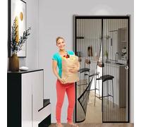 Mosquitera Magnética para Puerta 156 x 166 cm Antimosquitos, sin Taladrar Cortinas Antimosquitos Fácil Instalación con Cinta Mágica para Salón Balcone Corredor, Negro