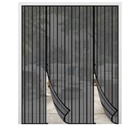 Mosquitera magnética para puerta, 158 x 206 cm, mosquitera para puerta doble, sin necesidad de taladrar, protección contra insectos para puerta corredera de balcón, resistente a roturas, imanes