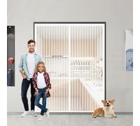 Mosquitera Magnética para Puerta 159 x 200 cm Se Cierra Automáticamente, Fácil Instalación sin Taladrar Puerta de Malla Magnética para Correderas, Garaje O Patio, Blanco