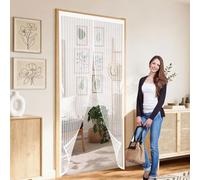 Mosquitera Magnética para Puerta 161 x 166 cm Antimosquito con Imanes Cierre Automático Mosquitera Cortina Puerta Fácil Instalación sin Taladrar para Puertas de Salón Balcón Corredor, Blanco