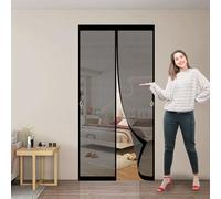 Mosquitera Magnetica para Puerta 168 x 215 cm Se Cierra Automáticamente, Fácil Instalación sin Taladrar Cortina de Puerta Mosquitera para Correderas, Garaje O Patio, Negro