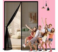 Mosquitera Magnética para Puerta 50 x 200 cm Se Cierra Automáticamente, Fácil Instalación Mosquitera de Fibra de Vidrio para Puerta Exterior de Balcón Patio, Negro