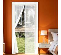 Mosquitera Magnética para Puerta 59 x 175 cm Mantiene El Aire Fresco Dentro y Los Bichos Fuera, Cinta Mágica, Imanes Cierre Automático, Cortina Mosquitera para Puertas para Patio/Balcón, Blanco