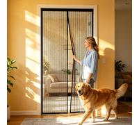 Mosquitera Magnética para Puerta 60 x 165 cm Adsorción Magnética Plegable Fácil de Instalar Cortina de Puerta Mosquitera para Puertas de Salón Balcón Corredor, Negro