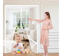 Mosquitera Magnética para Puerta 71 x 163 cm Cierre Automático, sin Taladrar Mosquiteras para Puertas Anti-Insectos, Resistente, Fácil Instalación para Garaje O Patio, Blanco