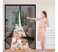 Mosquitera Magnética para Puerta 71 x 233 cm Cierre Automático, sin Taladrar Mosquiteras para Puertas Anti-Insectos, Resistente, Fácil Instalación para Garaje O Patio, Negro