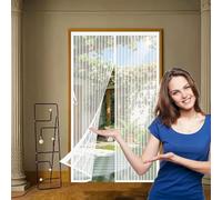 Mosquitera Magnética para Puerta 85 x 125 cm con Imanes, Cierra Automáticamente Cortinas Mosquiteras Anti-Insectos, Resistente, Fácil Instalación Adiós a Los Mosquitos, Blanco