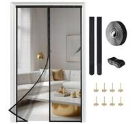 Mosquitera magnética para puerta, 90 x 200 cm, red de fibra de vidrio, mosquitera ideal para puerta de balcón, sótano o terraza. Montaje fácil con adhesivo sin necesidad de taladrar, resistente a