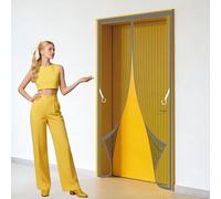 Mosquitera Magnética para Puerta 91 x 192 cm Imanes para Un Autocierre Automáticamente Mosquitera Magnética Resistente a La Rotura para Puerta Del Balcón, Patio, Gris