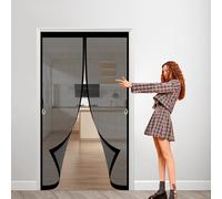 Mosquitera Magnetica para Puerta 97 x 203 cm sin Taladrar Cortina Mosquitera Exterior Cierre Automático Puerta de Malla Magnética para Correderas, Garaje O Patio, Negro