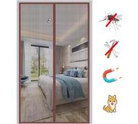 Mosquitera Magnética para Puerta, Automático Adsorción Magnética Cortina Anti Insecto Mosquitera con Imanes, Fácil de Instalar, para Salón Balcón- Brown|| 90x195cm(35x76inch)