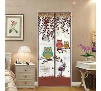 Mosquitera magnética para puerta, cortina de malla de alta densidad, malla automática, 89 x 210 cm, fácil de instalar (90 x 210 cm, búho, café)