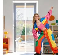 Mosquitera Magnética para Puerta de Balcón 119 x 262 cm Magnético Automático Cortina Antimosquitos Transpirables, Antimosquitos para Puerta Del Balcón, Patio, Blanco