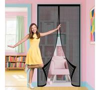 Mosquitera Magnética para Puerta de Balcón 80 x 215 cm Fácil de Instalar sin Taladrar Mosquiteras para Puertas Magnética Reforzada para Estudio Dormitorio Balcón, Negro