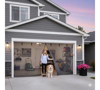 Mosquitera Magnética para Puerta de Garaje, Pantalla de Fibra de Vidrio Reforzada, Cierre Automático Silencioso, Retráctil y Duradera, 244x213cm (8x7ft), Negro(Oscuro,274 x 274 cm(9 x 9 ft))