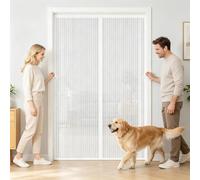 Mosquitera Magnética para Puertas 120 x 235 cm Evita El Paso de Insectos, para Dejar Pasar El Aire Cortina para Puerta Tiras PVC para Puertas de Salón Balcón Corredor, Blanco