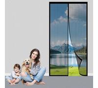 Mosquitera Magnética para Puertas 127 x 203 cm Cierre Magnético, Malla Fina, Transpirable, Resistente y Duradera Cortina Magnética Pegado para Puerta de Balcón, Terraza, Negro