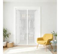 Mosquitera Magnética para Puertas 143 x 155 cm Varios Tallas, Cierre Automático, Fácil de Instalar Mosquitera Puerta a Prueba de Gatos para Puertas de Salón Balcón Corredor, Blanco