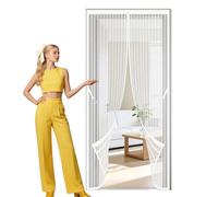 Mosquitera Magnética para Puertas 154 x 190 cm Fácil de Instalar, No Requiere Herramientas Cortina Magnética Resistente a La Rotura para Puerta Del Balcón, Puerta Patio, Blanco