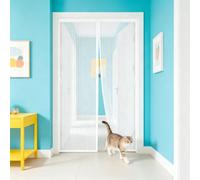 Mosquitera Magnética para Puertas 180 x 167 cm Varios Tallas, Cierre Automático, Fácil de Instalar Mosquitera Imantada Puerta para Puertas de Salón Balcón Corredor, Blanco