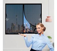 Mosquitera Magnética para Puertas 80 x 90 cm Malla Super Fina, Cierre Automático Mosquitera Cortina Fácil Instalación sin Taladrar para Terraza, Ventana, Door, Negro