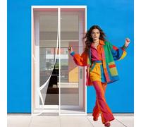 Mosquitera Magnética para Puertas 91 x 262 cm Magnético Automático Cortina Antimosquitos Mantiene El Aire Fresco para Puertas de Salón Balcón Corredor, Blanco