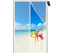 Mosquitera Magnética para Puertas Blanco 135x205cm Adsorción magnética Plegable Circulacion de Aire Puertas Que Evita el Paso de Insectos fácil de instalar