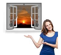 Mosquitera Magnética para Ventana 105 x 110 cm Cortinas Mosquiteras con Malla Protección Contra Mosquitos y Moscas para Marco de Ventanas, Gris