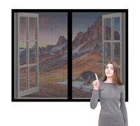Mosquitera Magnética para Ventana 130 x 130 cm sin Taladrar Mosquitera Autoadhesiva con Imanes Sellado Automaticamente para Balcón y Puerta Ventana, Negro