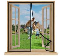Mosquitera Magnética para Ventana 130x155 cm Negro, Cierre Automático con Imanes sin Taladros, Instalación con Velcro, Malla Transpirable Antimosquitos para Ventanas y Balcón