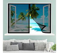Mosquitera Magnética para Ventana, 140 x 80 cm Cortinas Magneticas con Cierre Automático, Protección Contra Mosquitos y Moscas para Prevenir Mosquitos y Insectos Anti-Mosquito, Negro