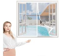 Mosquitera Magnética para Ventana 145 x 185 cm, Mosquiteras con Imán para Ventana Abatible Instalar sin Taladrar para Ventanas Balcón Patio, Blanco