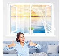 Mosquitera Magnética para Ventana, 50 x 120 cm Cortinas Mosquitera Ventana, Fácil de Ensamblar Autoadhesivo para Todas Las Ventanas Interiores y Exteriores, Blanco