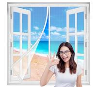 Mosquitera magnética para Ventana 55x105 cm, fibra de vidrio resistente protección contra insectos para Ventana de balcón, Ventana de sótano y terraza cortina magnética Blanco Versión-Mejorada