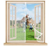 Mosquitera Magnética para Ventana 90x95 cm Blanco, Cierre Automático con Imanes sin Taladros, Instalación con Velcro, Malla Transpirable Antimosquitos para Ventanas y Balcón