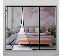 Mosquitera magnética para ventana de puerta, 135x210cm Cortinas antimoscas para puerta, Cortinas de lona mosquiteras, Mosquitera corrediza para ventana salediza Negro
