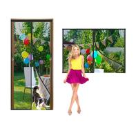 Mosquitera Magnetica para Ventana Exterior 150x120cm Cortina Duradera de Nylon, Autocierre Porta con Correas de Almacenamiento, Hermeticidad Rede Balcon Negro