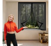 Mosquitera Magnética para Ventanas 100 x 135 cm Protección Contra Mosquitos y Moscas Mosquitera Ventana Fácil de Limpiar para Todas Las Ventanas Interiores y Exteriores, Negro
