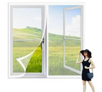 Mosquitera Magnética para Ventanas 105 x 110 cm sin Taladrar Ni Atornillar Cortinas Mosquitera Ventana Fácil Instalación, Sin Taladrar Ni Atornillar para Todas Las Ventanas, Blanco
