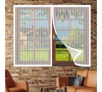 Mosquitera Magnética para Ventanas 135 x 140 cm Instalación Fácil sin Taladrar Cortina Mosquitera Magnética Cierre Magnético Automático para Sala de Estar Balcón Patio, Blanco