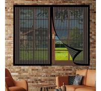 Mosquitera Magnética para Ventanas 145 x 150 cm Instalación Fácil sin Taladrar Cortina Mosquitera Magnética Cierre Magnético Automático para Sala de Estar Balcón Patio, Negro